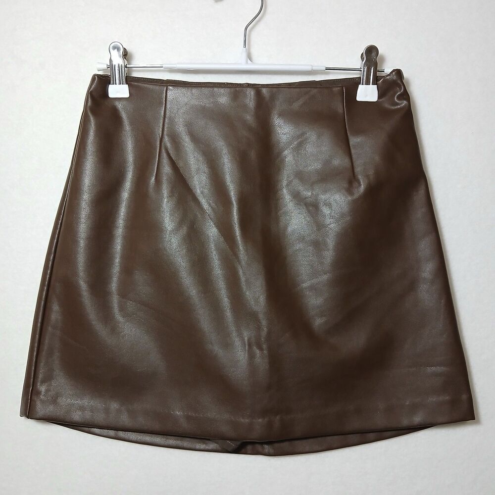 Abercrombie & Fitch Brown Vegan Leather Faux Leather Mini Skirt Size XS #1066